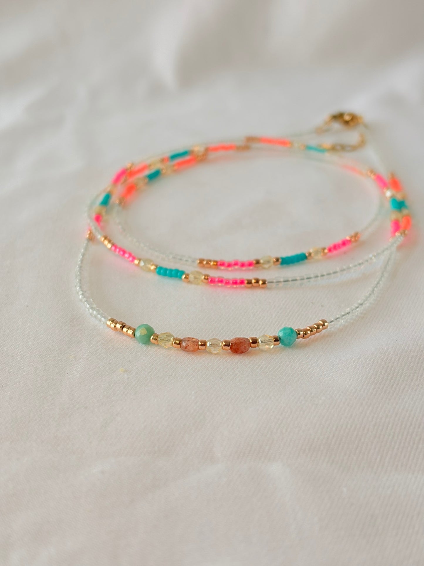 Bijou de taille Bèt a fé – Amazonite & Reflets phosphorescents